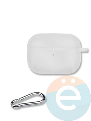 Чехол силиконовый для наушников Apple AirPods Pro Dadario с карабином White - фото 35895