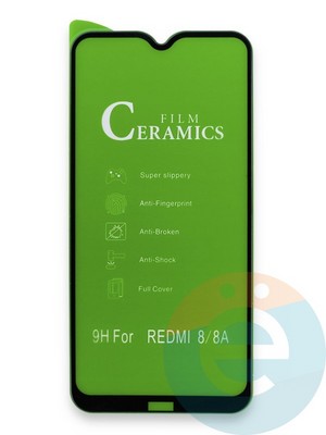 Защитное стекло Ceramics (в упаковке) для Xiaomi Redmi 8 черное - фото 35926