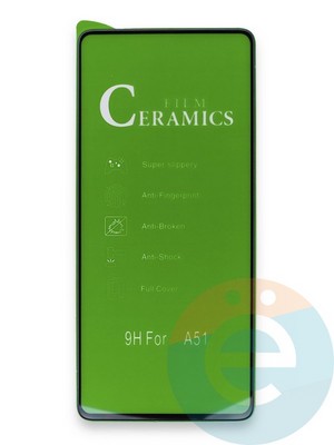 Защитное стекло Ceramics (в упаковке) для Samsung Galaxy A51 черное - фото 35928