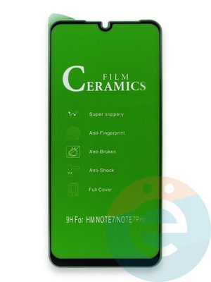 Защитное стекло Ceramics (в упаковке) для Xiaomi Redmi Note 7 черное - фото 35930