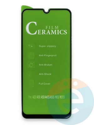 Защитное стекло Ceramics (в упаковке) для Samsung Galaxy A50/A30/A20/40S/A50S/M30/M30S черное - фото 35933