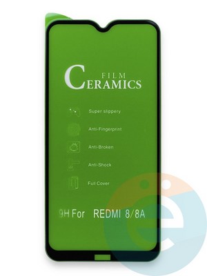 Защитное стекло Ceramics (в упаковке) для Xiaomi Redmi 8A черное - фото 35937