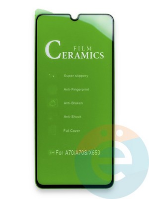 Защитное стекло Ceramics (в упаковке) для Samsung Galaxy A70/A70S черное - фото 35947