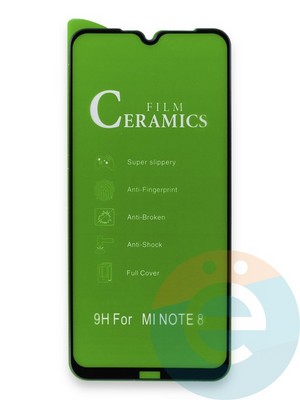 Защитное стекло Ceramics (в упаковке) для Xiaomi Redmi Note 8 черное - фото 35950