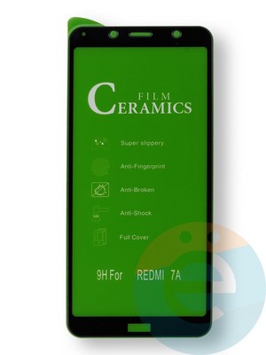 Защитное стекло Ceramics (в упаковке) для Xiaomi Redmi 7A черное - фото 35953