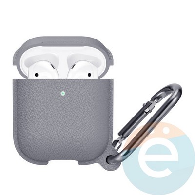 Чехол силиконовый Leather Silicone Hang Case для Apple AirPods 1/2 Gray - фото 36328
