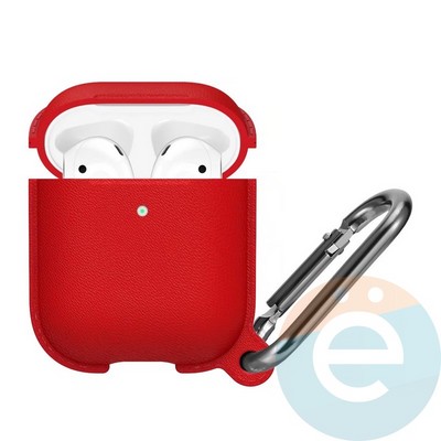 Чехол силиконовый Leather Silicone Hang Case для Apple AirPods 1/2 Red - фото 36329