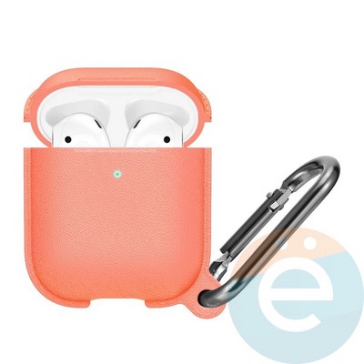 Чехол силиконовый Leather Silicone Hang Case для Apple AirPods 1/2 Papaya - фото 36330