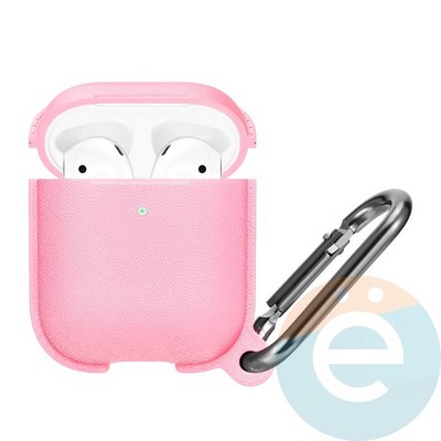Чехол силиконовый Leather Silicone Hang Case для Apple AirPods 1/2 Pink - фото 36332
