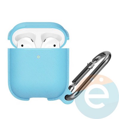 Чехол силиконовый Leather Silicone Hang Case для Apple AirPods 1/2 Sky Blue - фото 36333