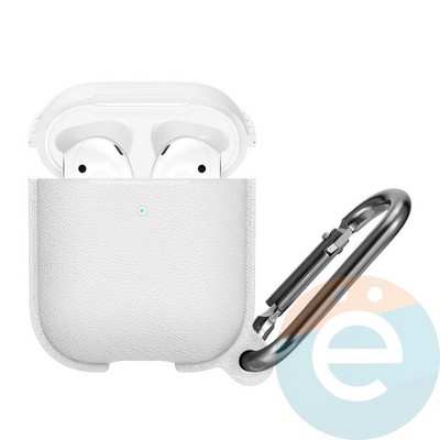 Чехол силиконовый Leather Silicone Hang Case для Apple AirPods 1/2 White - фото 36336