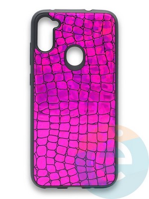 Накладка силиконовая Fantastic Skin блестящая для Samsung Galaxy A11 фиолетовая - фото 36353