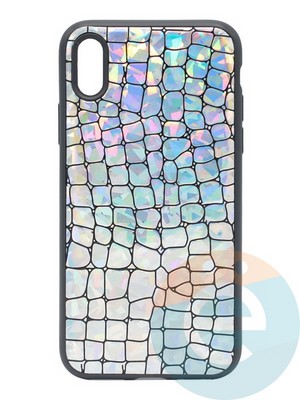 Накладка силиконовая Fantastic Skin блестящая для Apple iPhone X/Xs серебристая - фото 36498