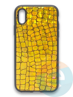 Накладка силиконовая Fantastic Skin блестящая для Apple iPhone X/Xs золотистая - фото 36501