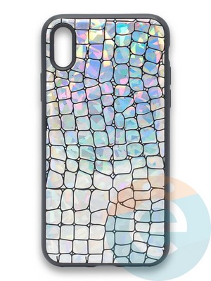 Накладка силиконовая Fantastic Skin блестящая для Apple iPhone Xs Max серебристая - фото 36507