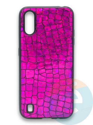 Накладка силиконовая Fantastic Skin блестящая для Samsung Galaxy A01 фиолетовая - фото 36595