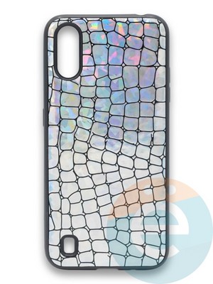 Накладка силиконовая Fantastic Skin блестящая для Samsung Galaxy A01 серебристая - фото 36597
