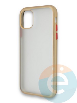 Накладка силиконовая матовая с перламутровой окантовкой для Apple IPhone 11 Pro Max золотистая - фото 36679