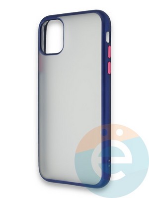 Накладка силиконовая матовая с перламутровой окантовкой для Apple IPhone 11 Pro Max синяя - фото 36680