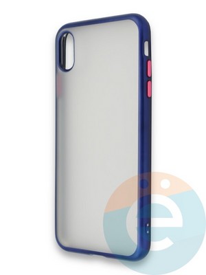 Накладка силиконовая матовая с перламутровой окантовкой для Apple IPhone Xs Max синяя - фото 36716