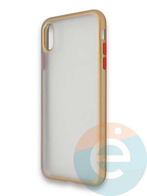 Накладка силиконовая матовая с перламутровой окантовкой для Apple IPhone Xr золотистая - фото 36721