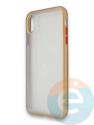 Накладка силиконовая матовая с перламутровой окантовкой для Apple IPhone X/Xs золотистая - фото 36727