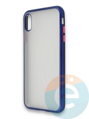 Накладка силиконовая матовая с перламутровой окантовкой для Apple IPhone X/Xs синяя - фото 36728