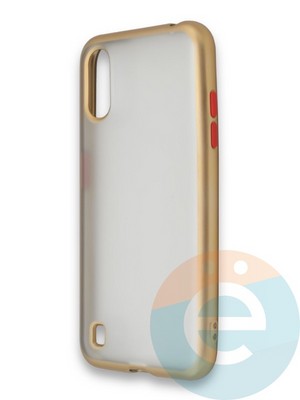 Накладка силиконовая матовая с перламутровой окантовкой для Samsung Galaxy A01 золотистая - фото 36769