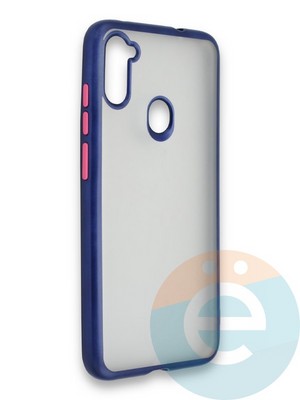 Накладка силиконовая матовая с перламутровой окантовкой для Samsung Galaxy A11 синяя - фото 36776