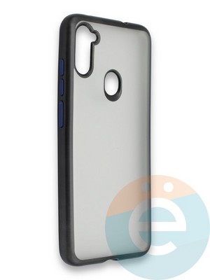 Накладка силиконовая матовая с перламутровой окантовкой для Samsung Galaxy A11 черная - фото 36778
