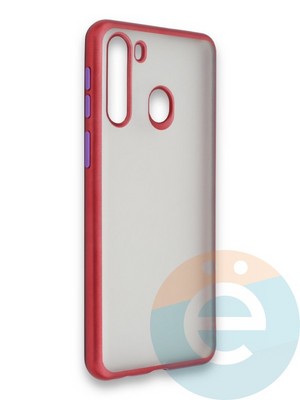Накладка силиконовая матовая с перламутровой окантовкой для Samsung Galaxy A21 красная - фото 36779