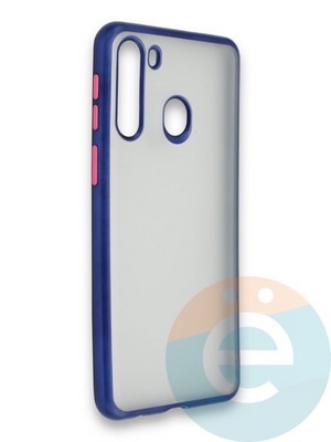 Накладка силиконовая матовая с перламутровой окантовкой для Samsung Galaxy A21 синяя - фото 36782
