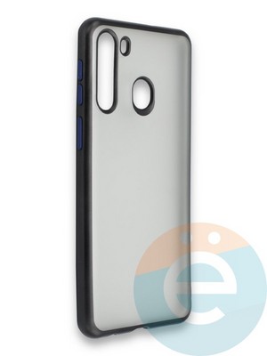 Накладка силиконовая матовая с перламутровой окантовкой для Samsung Galaxy A21 черная - фото 36784