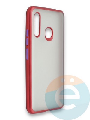 Накладка силиконовая матовая с перламутровой окантовкой для Samsung Galaxy A70E красная - фото 36809