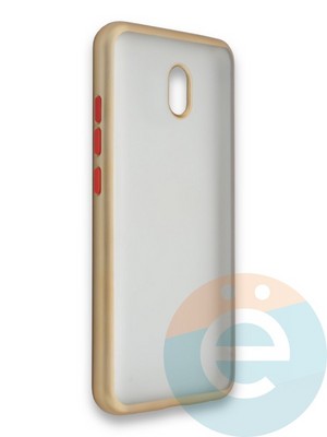 Накладка силиконовая матовая с перламутровой окантовкой для Xiaomi Redmi 8A золотистая - фото 36829