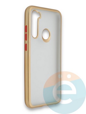 Накладка силиконовая матовая с перламутровой окантовкой для Xiaomi Redmi Note 8 золотистая - фото 36835