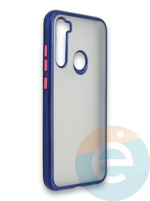 Накладка силиконовая матовая с перламутровой окантовкой для Xiaomi Redmi Note 8 синяя - фото 36836