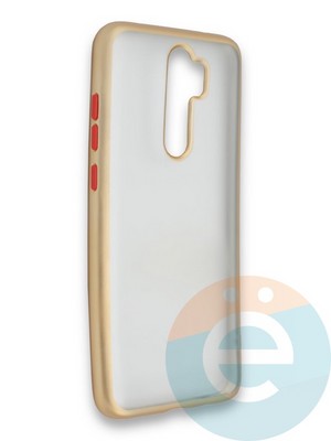 Накладка силиконовая матовая с перламутровой окантовкой для Xiaomi Redmi Note 8 Pro золотистая - фото 36841