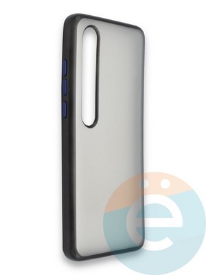 Накладка силиконовая матовая с перламутровой окантовкой для Xiaomi Mi 10 черная - фото 36862
