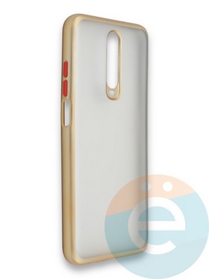 Накладка силиконовая матовая с перламутровой окантовкой для Xiaomi Redmi K30/K30 Pro золотистая - фото 36870
