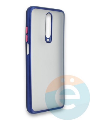 Накладка силиконовая матовая с перламутровой окантовкой для Xiaomi Redmi K30/K30 Pro синяя - фото 36871