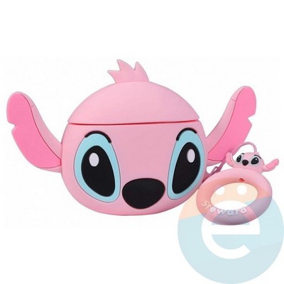 Чехол силиконовый объемный на Apple AirPods Pro 2 стич розовый - фото 57425