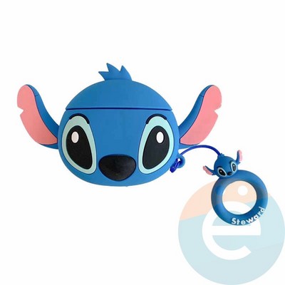 Чехол силиконовый объемный на Apple AirPods Pro 2 стич синий - фото 57426