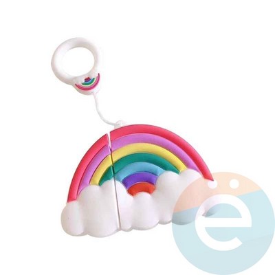 Чехол силиконовый объемный на Apple AirPods 1/2 радуга - фото 37005