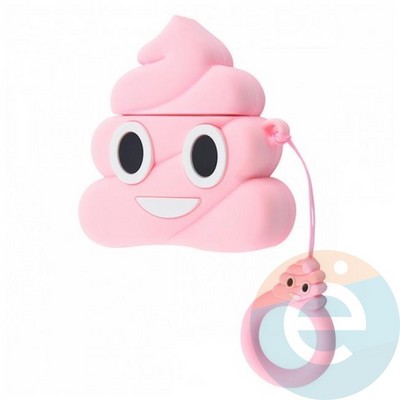 Чехол силиконовый объемный на Apple AirPods Pro 2 какашка розовая - фото 57408