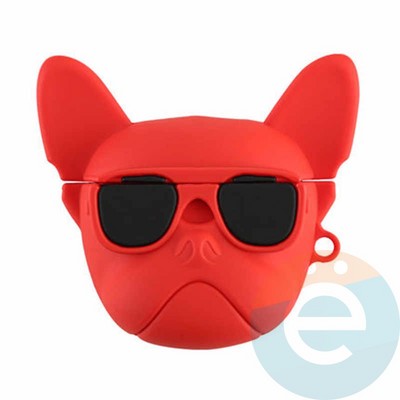 Чехол силиконовый объемный на Apple AirPods Pro 2 мопс красный - фото 57418