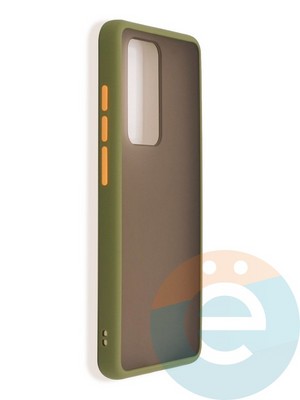 Накладка пластиковая с силиконовой окантовкой для Huawei P40 Pro хаки - фото 37402