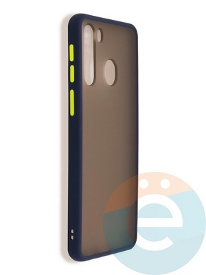 Накладка пластиковая с силиконовой окантовкой для Samsung Galaxy A21 синяя - фото 37413