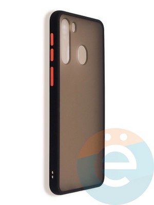 Накладка пластиковая с силиконовой окантовкой для Samsung Galaxy A21 черная - фото 37415