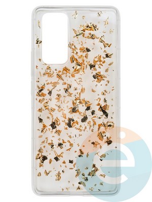 Накладка силиконовая с фольгой для Huawei Honor 30 Pro бронзовая - фото 37653